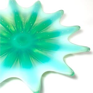 Vintage Fostoria Green Oversized Glass Dish